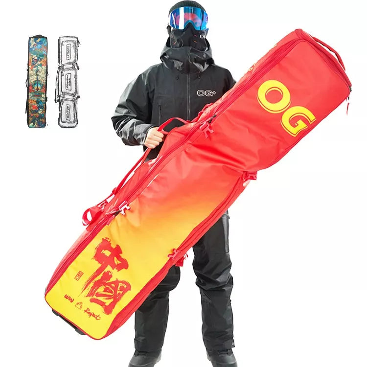 Universal wheel ski pack for single and double snowboards with large capacity