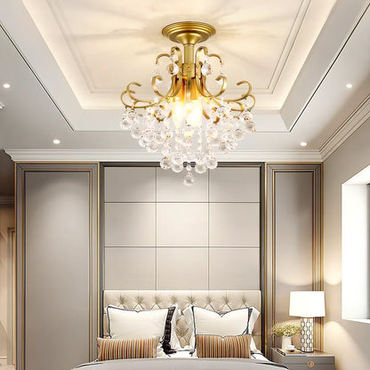 American simple style glass chandelier with A style gold finish, 33cm diameter, adjustable height