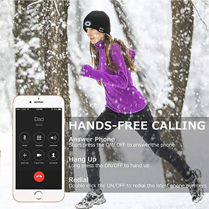 Bluetooth 5.0 LED Knit Hat with wireless stereo headset and mic for hands-free calling