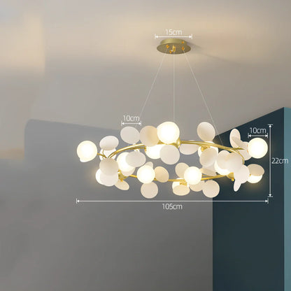 Nordic minimalist chandelier with multiple light heads in metal and glass construction