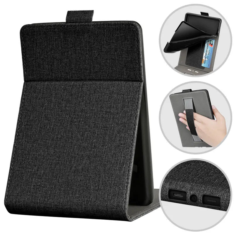 Handheld protective case for 6-inch e-reader in TPU with embossed bracket style, available in colours like black, grey, and designs such as Van Gogh starry sky.