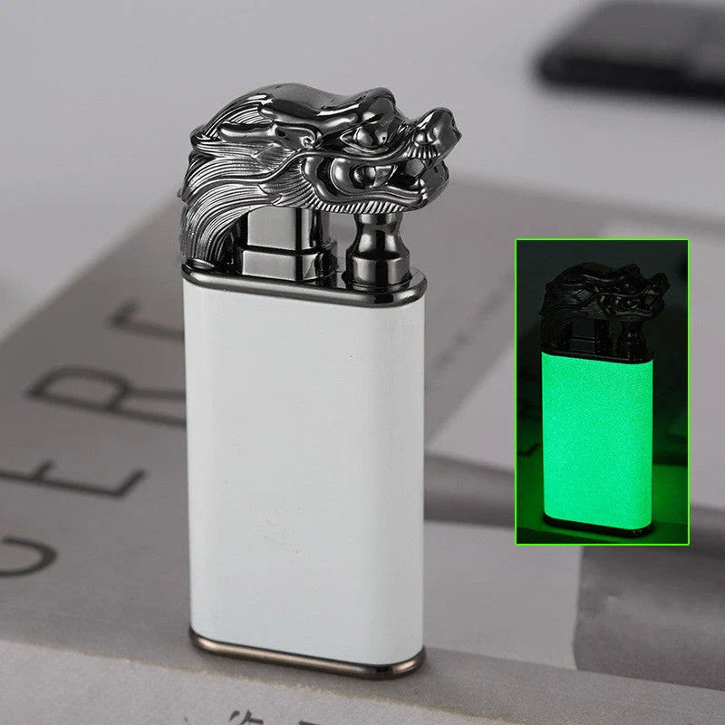Innovative dragon and dolphin lighters with dual-flame design, made of premium metal and featuring intricately crafted mythical creature motifs.