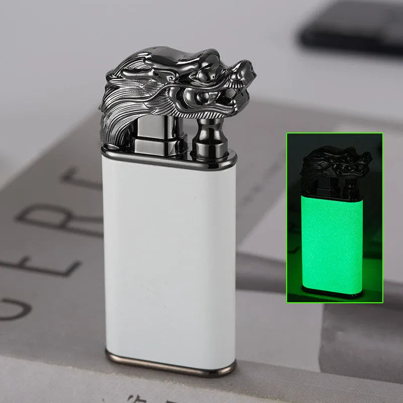 Metal dragon dolphin design double flame windproof lighter with blue jet fire