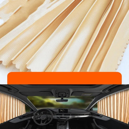 Auto retractable car sun curtain for windshield sunscreen protection in black colour