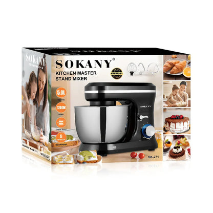 Black desktop stand mixer with 3-speed control for baking and whipping applications