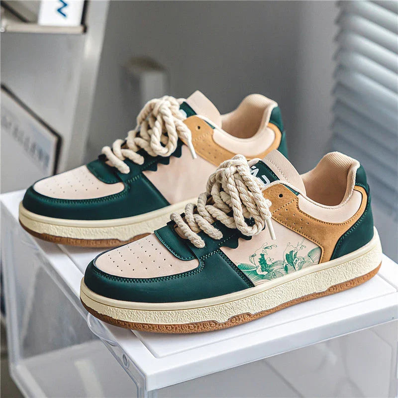 Comfortable lace-up casual shoes for stylish men, featuring a soft, thick sole, breathable design, and trendy color options