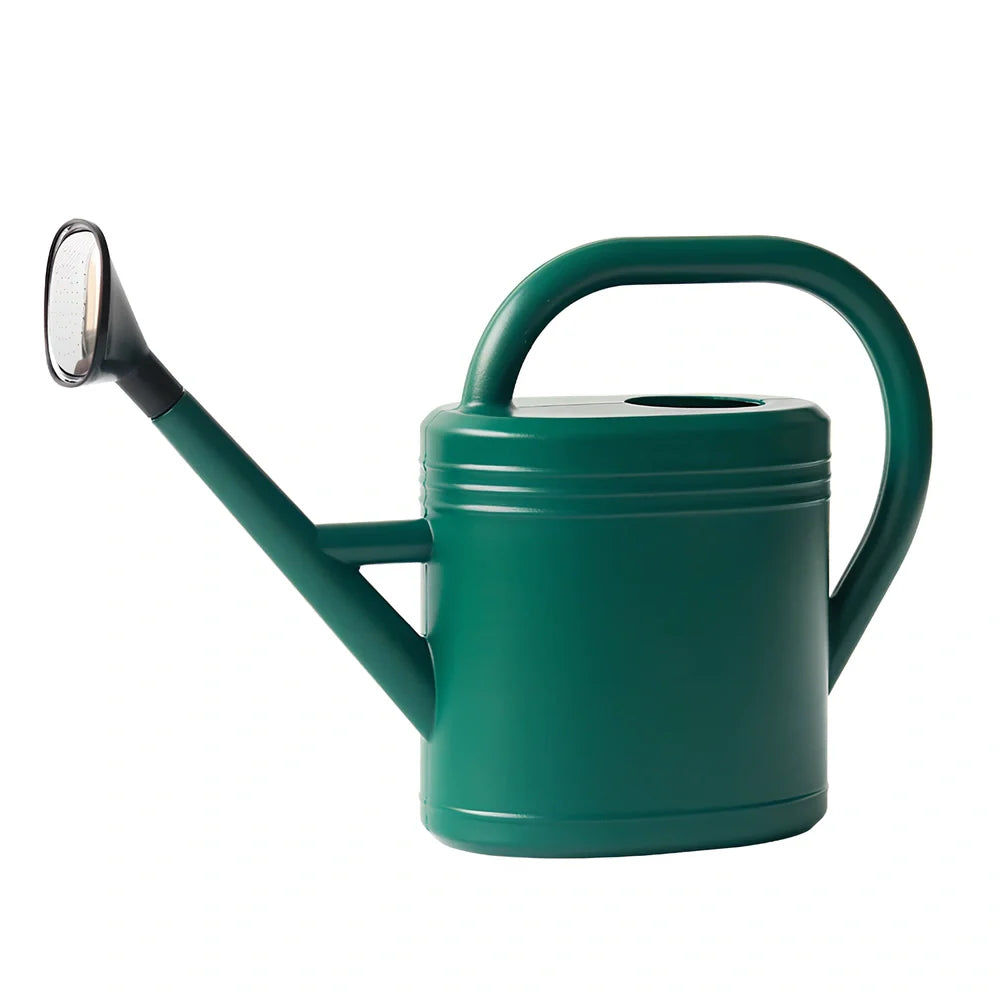 Large blue plastic watering kettle with 10-litre capacity and retro design for garden use