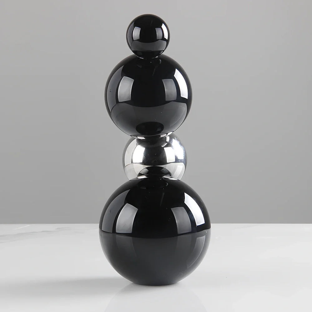 Black K9 crystal geometry desktop sculpture with polished surface and geometric angles