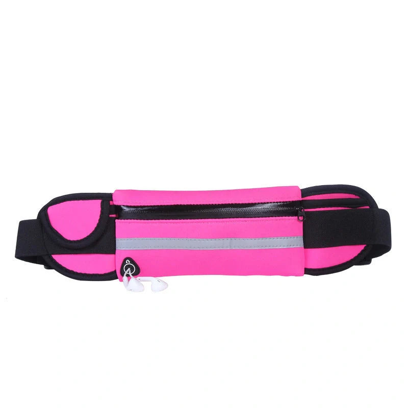 Slim nylon fitness waist bag with zippered pocket in various colors for running and gym