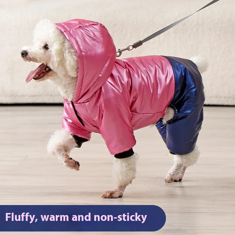 Green pink or white waterproof windproof dog cotton coat in casual four-legged design