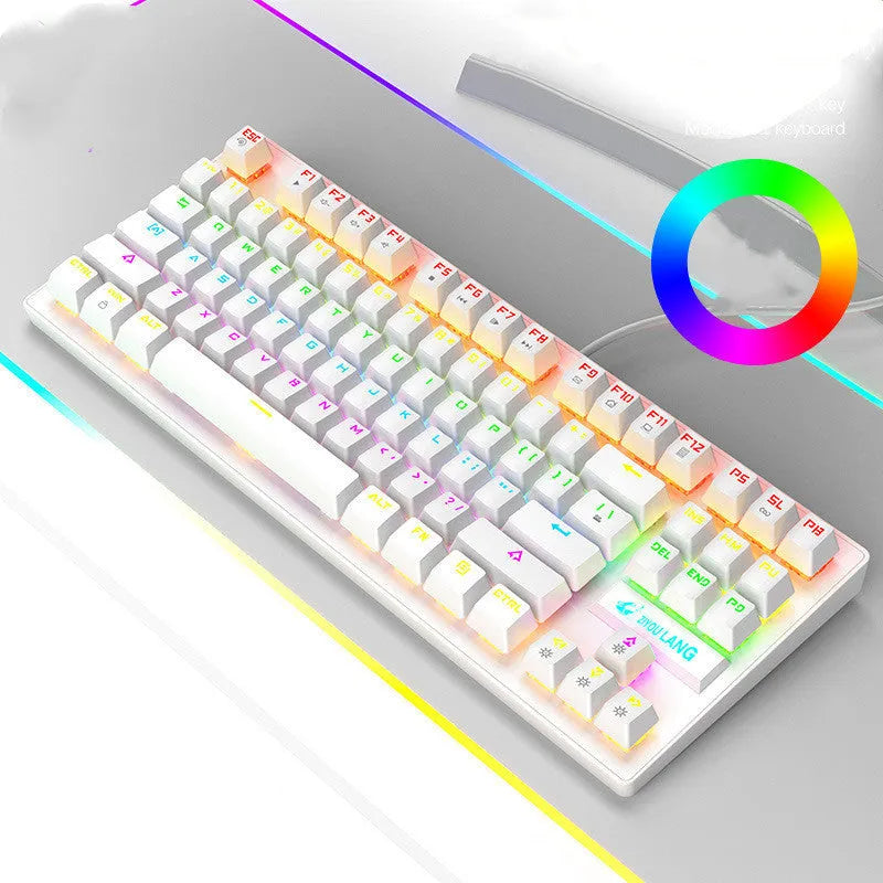 ABS mechanical gaming keyboard in black, white, blue, or pink colour options