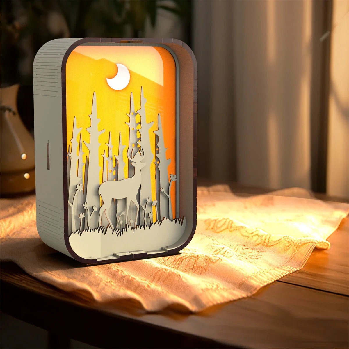 Elegant woodcarving bedside lamp with touch-sensitive controls and soothing LED lighting for a cozy bedroom decor