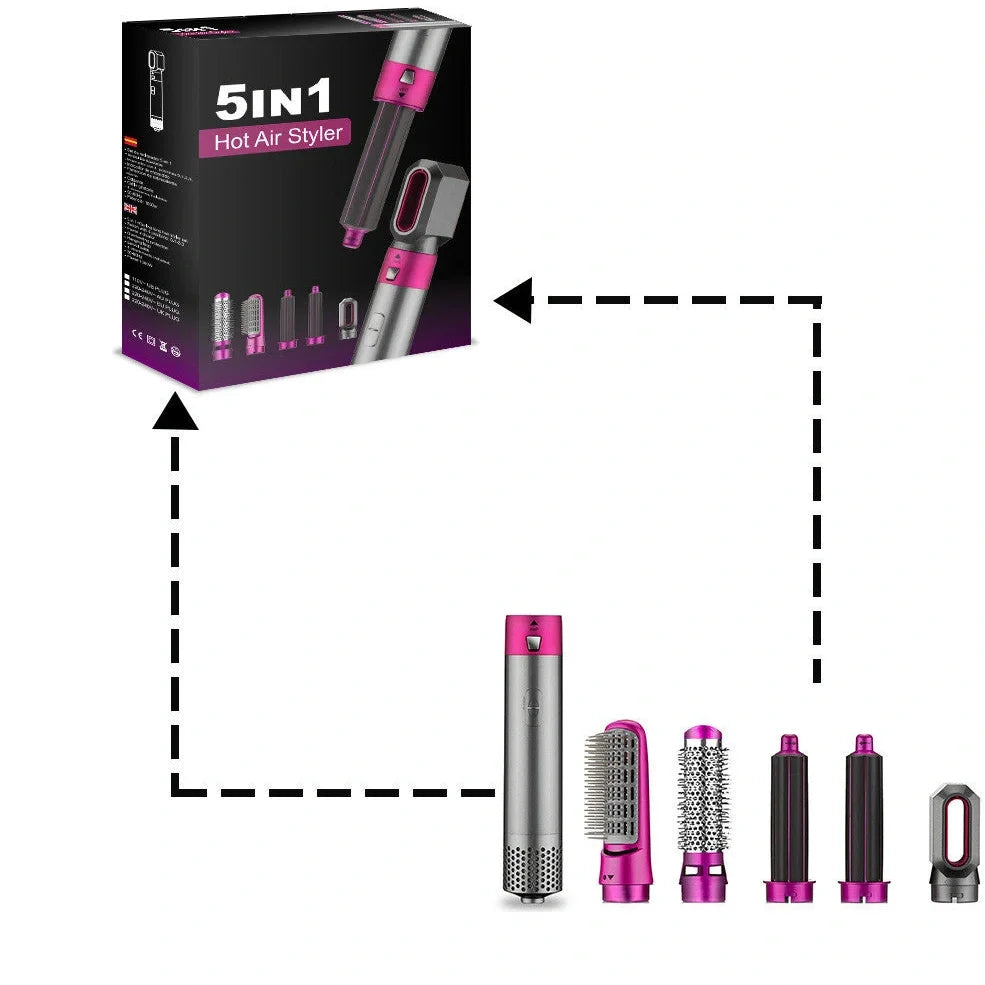 Multifunctional hot air curling iron in six colours with constant temperature technology and UK electrical compatibility