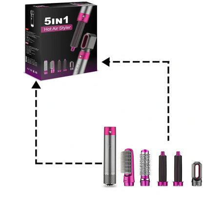 Multifunctional hot air curling iron in six colours with constant temperature technology and UK electrical compatibility