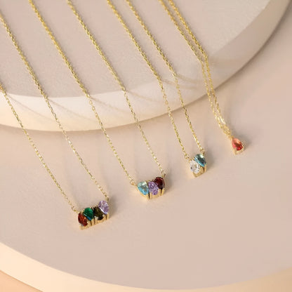 Zircon stone clavicle necklace in titanium steel with electroplated silver, gold, or rose gold finish