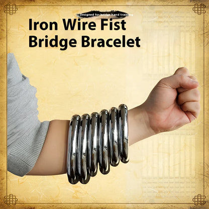 Wing Chun carbon steel training ring showing three adjustable sizes for forearm strengthening exercises