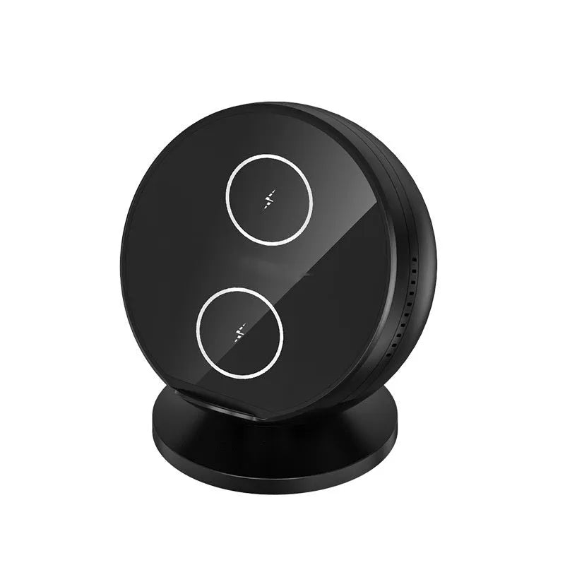 XC-11 black wireless phone charger holder with Bluetooth speaker, dimensions 123x114x101mm