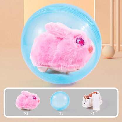 Hamster rolling ball toy with transparent plastic sphere and plush shell in beige hamster-gronder colour