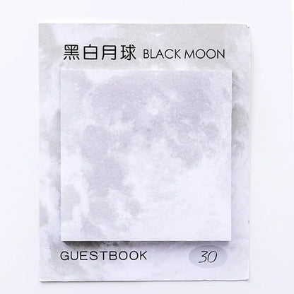 Square 7.3cm sticky notes with oil painting planet designs including Earth, Mars, Mercury, Pluto, and moon variations