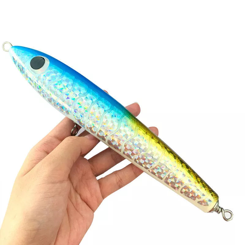 Handmade wood fishing lure for sea and boat fishing with realistic bionic design
