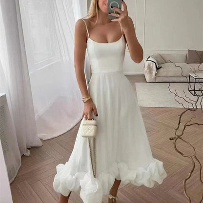 Elegant Floral A-Line Skirt with Suspenders for Women in various colors