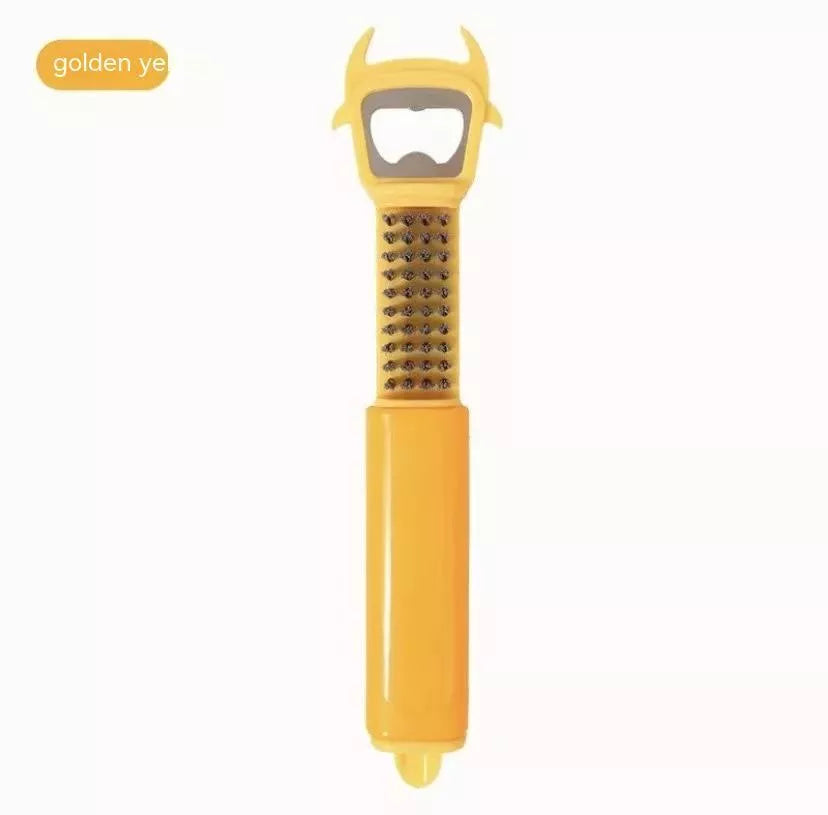 Portable plastic fruit peeler in golden yellow, beige pink, bean green, and gray white
