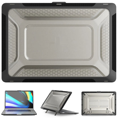 MacBook protective shell in four colours showing 1.5mm thickness and model compatibility