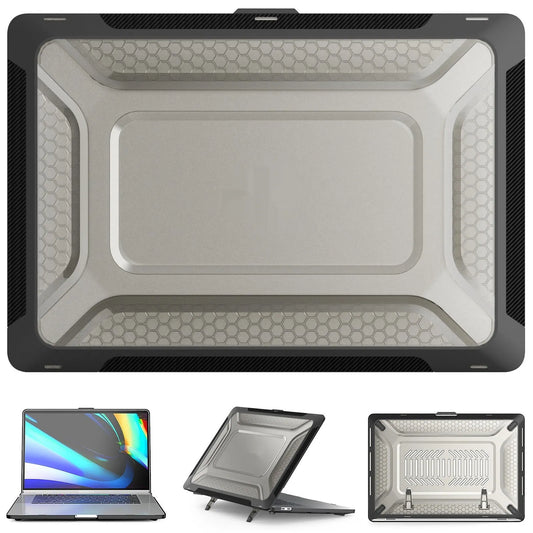 MacBook protective shell in four colours showing 1.5mm thickness and model compatibility