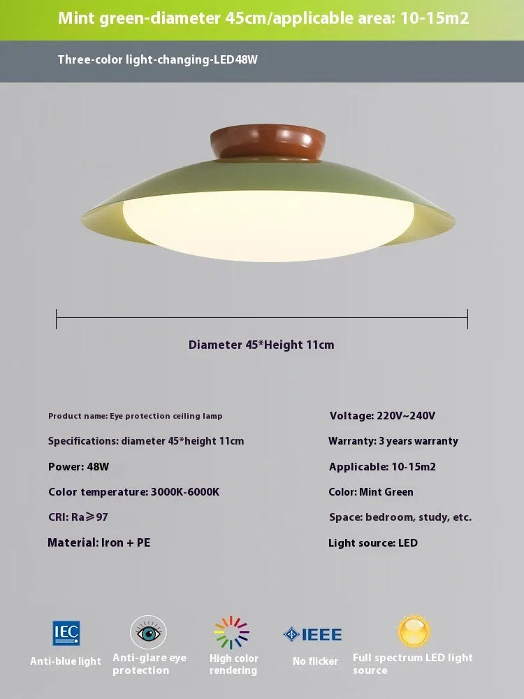 Modern flying saucer shaped ceiling lamp in cream style with minimalist design and clean geometric lines