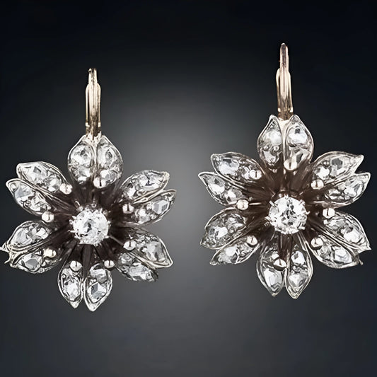 Alloy electroplated silver retro earrings for women with drop design