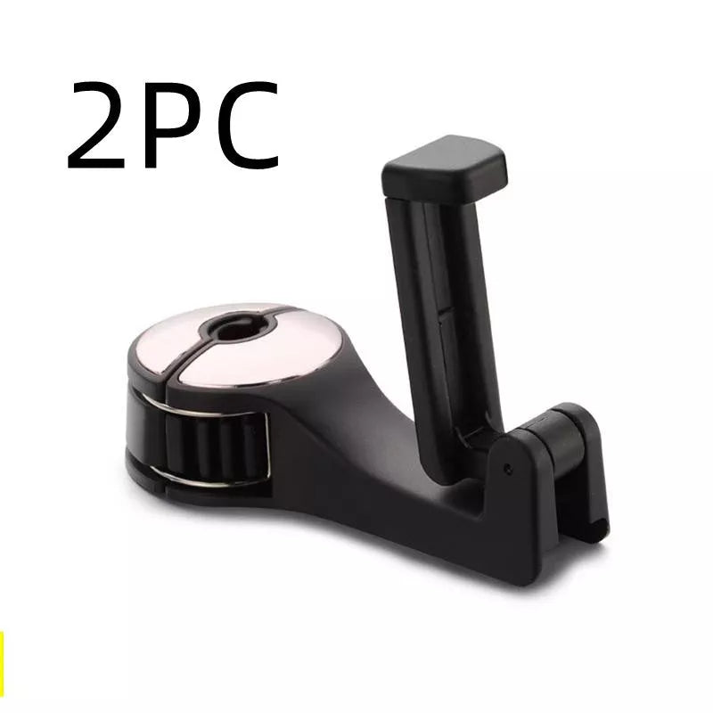 360° rotating car headrest hook phone holder in black, beige, red, or blue