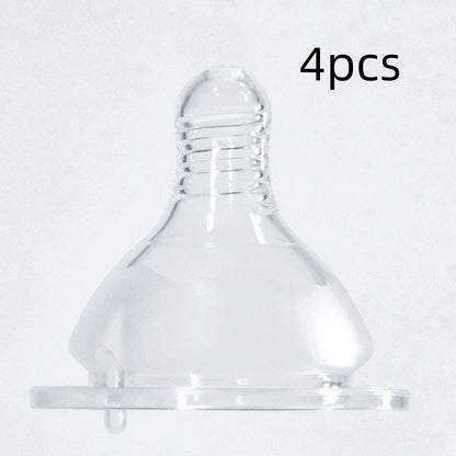 Transparent newborn feeding bottle with wide mouth and cross-hole silicone nipple for infants 0-3 months