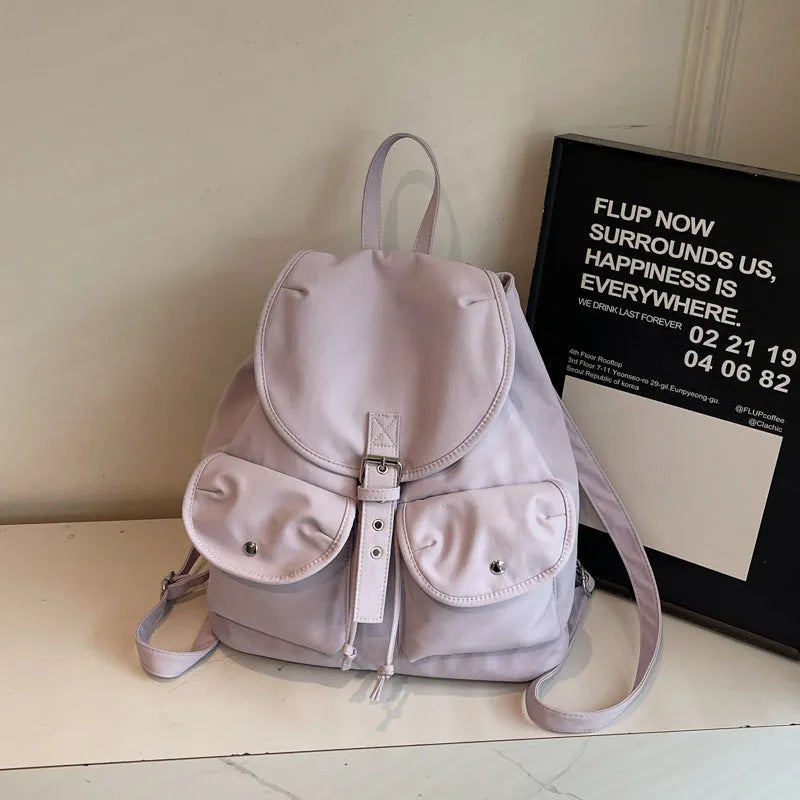 Women's large capacity Oxford cloth schoolbag with sewing thread and printing, free size, available in eight colours