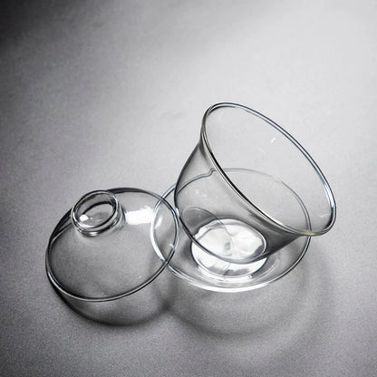 Pyrex Sancai Gaiwan Tea Cup - Elegant Heat-Resistant Glass Tea Cup for Connoisseurs