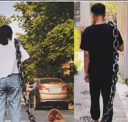 Dog leash simulation prop in antique silver, bronze, or black colour with PP material and length options for video spoofs