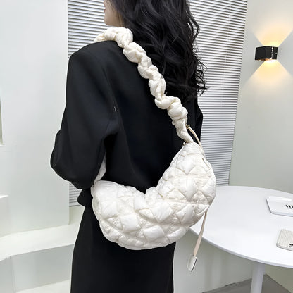 Women's Cloud Underarm Bag in nylon with 35cm width, 20cm height, and 120cm strap in a solid colour option