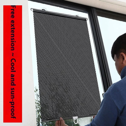 PVC household window sun protection shutter with suction cups in black dots and silver laser options