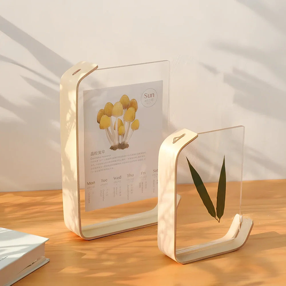 Wooden photo frame with herbarium display in log colour, 6-inch and 8-inch sizes