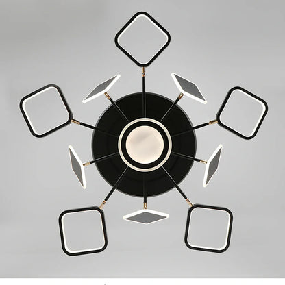 Nordic ceiling fan with 106cm blades and integrated LED light in black finish with remote control