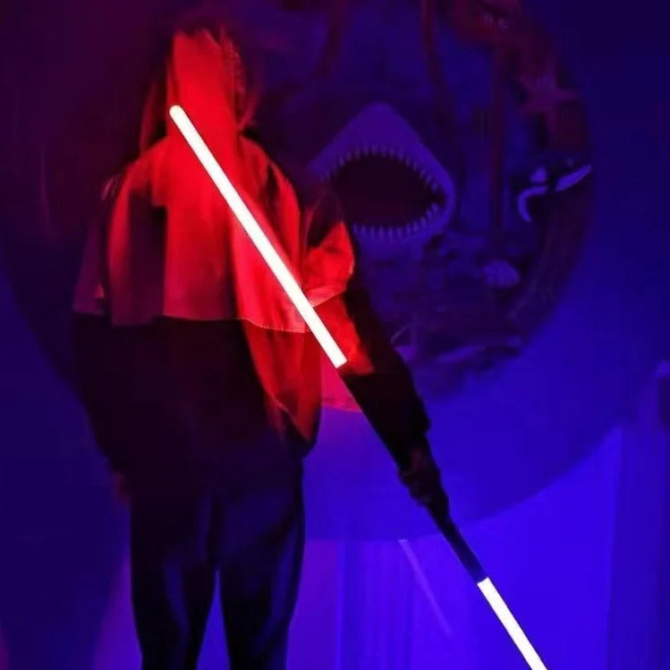 RGB metal lightsaber with extended 156cm length showing LED colours and metal hilt