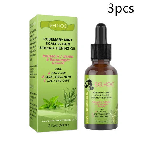 Rosemary Mint Hair Growth Oil bottle with natural ingredients for scalp massage and hair growth