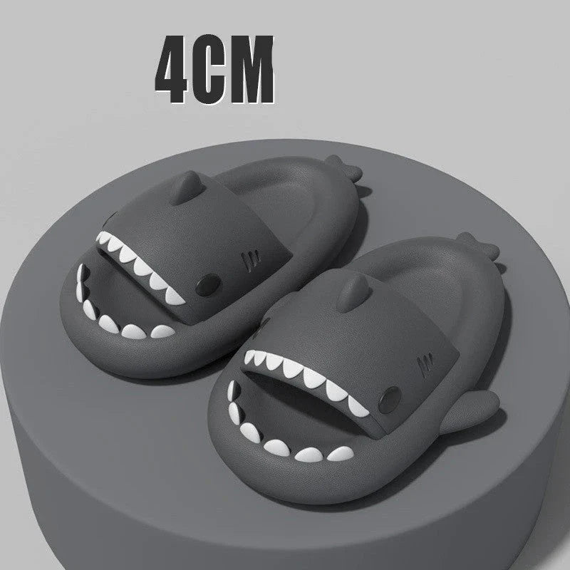 Cozy cartoon shark-themed slippers with anti-slip sole for indoor and outdoor wear