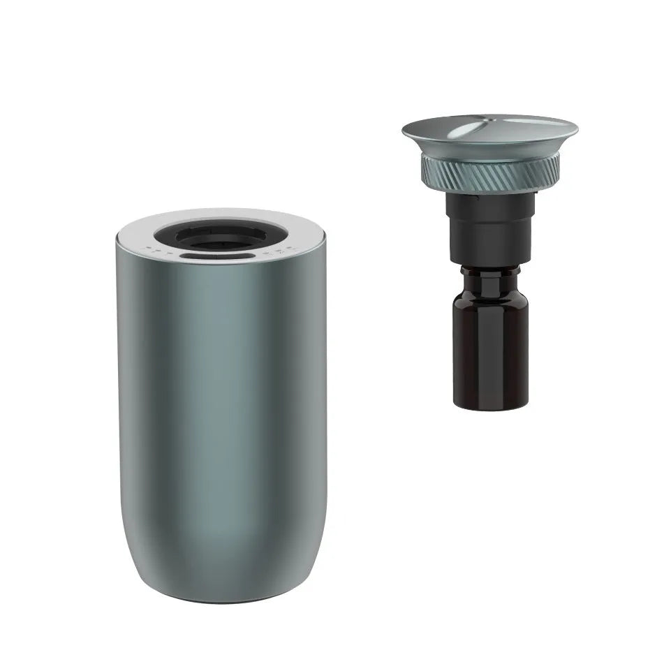 Portable metal car aroma diffuser in column design with touch button and rechargeable battery