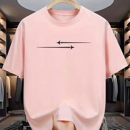 Loose-fit printed cotton blend T-shirt in black on a hanger