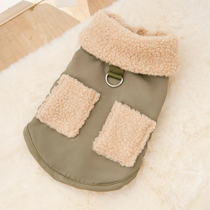 Korean style coffee sweater for small dogs and cats in beige and green