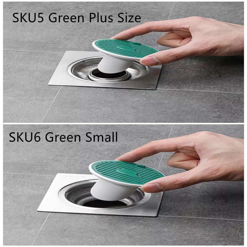 Whale Magnetic Suction Floor Drain Cover in white, orange, or green, blocking sewer odors with a tight seal