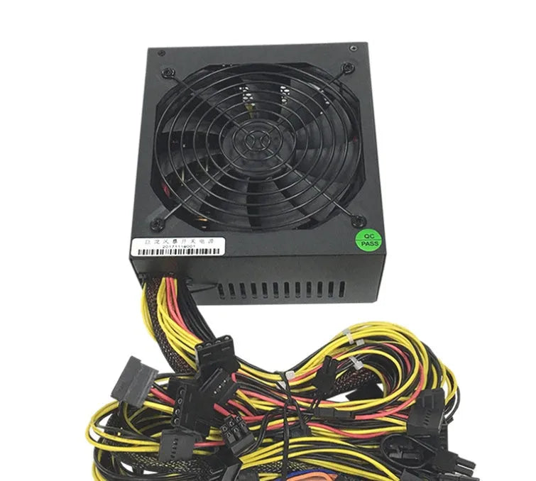 Black server power supply unit with multiple connection interfaces for AMD processor systems