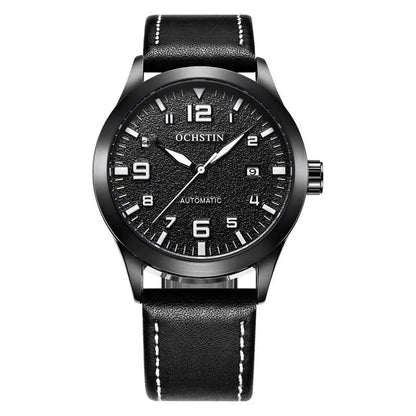 Casual business retro leather automatic mechanical watch with 12mm thickness on wrist, showing colour options