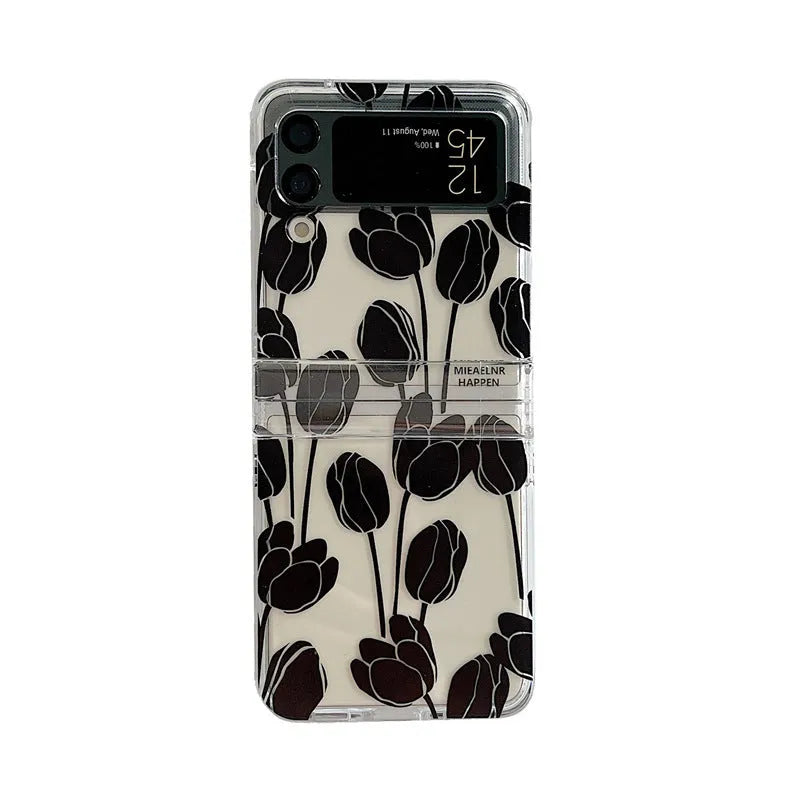 Floral design hard PC phone case for Samsung Galaxy Z Flip3 and Z Flip4 folding phones