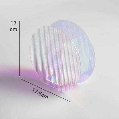 Nordic minimalist acrylic vase with polished corrugated surface, 20cm height